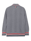 High Twist Cotton Stripe Polo Cardigan Grey - THOM BROWNE - BALAAN 3