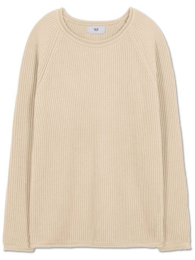 French oversized raglan ribbed cotton knit BEIGE - WEST GRAND BOULEVARD - BALAAN 2