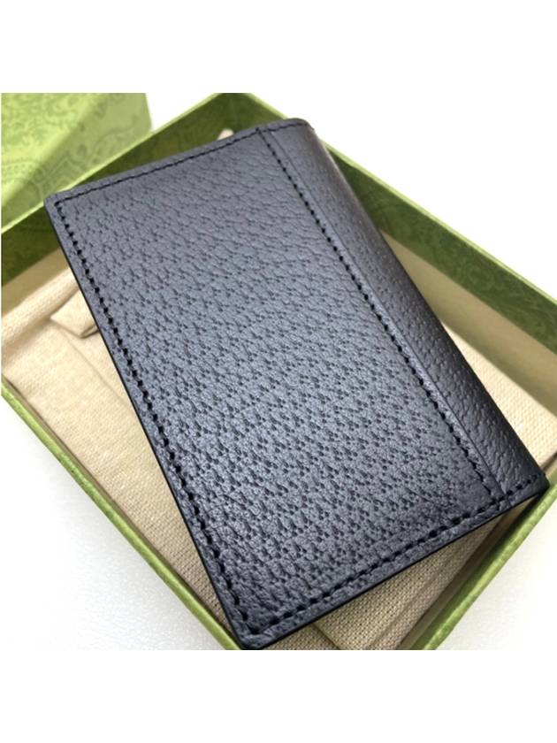 GG Marmont Leather Card Wallet Black - GUCCI - BALAAN 3