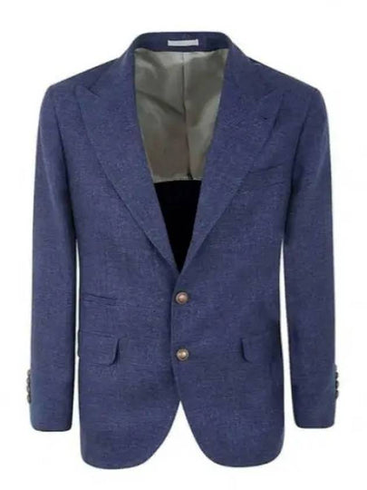 Linen Wool Blazer Jacket Blue - BRUNELLO CUCINELLI - BALAAN 2