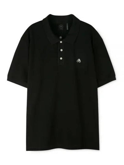 Embroidered Logo Short Sleeve Polo Shirt Black - MOOSE KNUCKLES - BALAAN 2