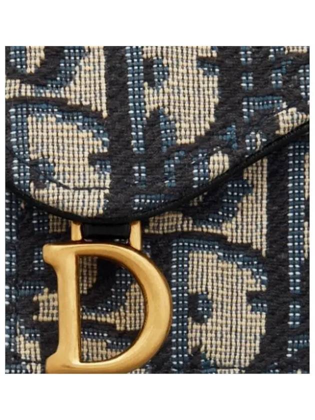 Saddle Flap Card Holder Blue  Oblique Jacquard - DIOR - BALAAN 6