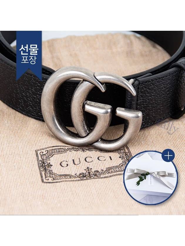 GG Marmont Double Buckle Belt Black Silver - GUCCI - BALAAN 4