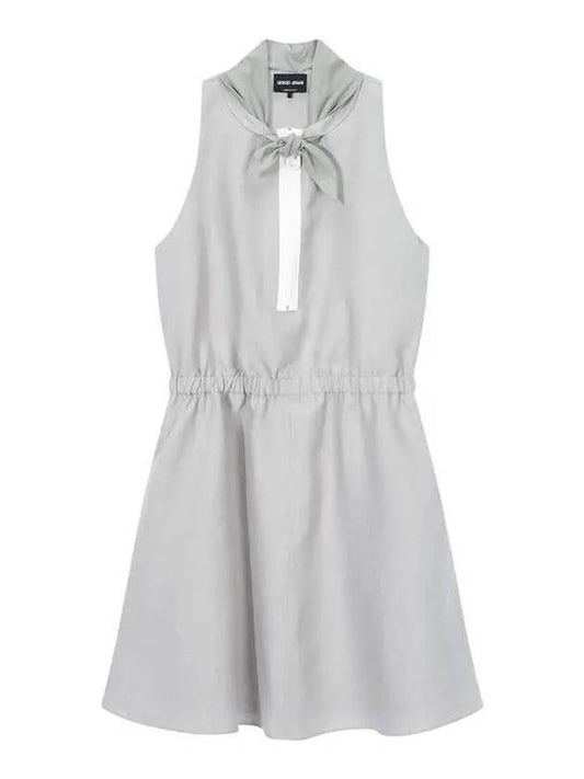 Women s Scarf Neck Linen Dress Gray - GIORGIO ARMANI - BALAAN 1