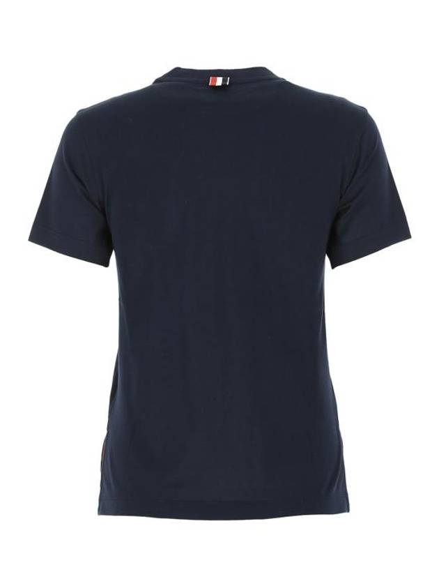 Logo Patch Lightweight Jersey Relaxed Fit Short Sleeve T-Shirt Navy - THOM BROWNE - BALAAN 3