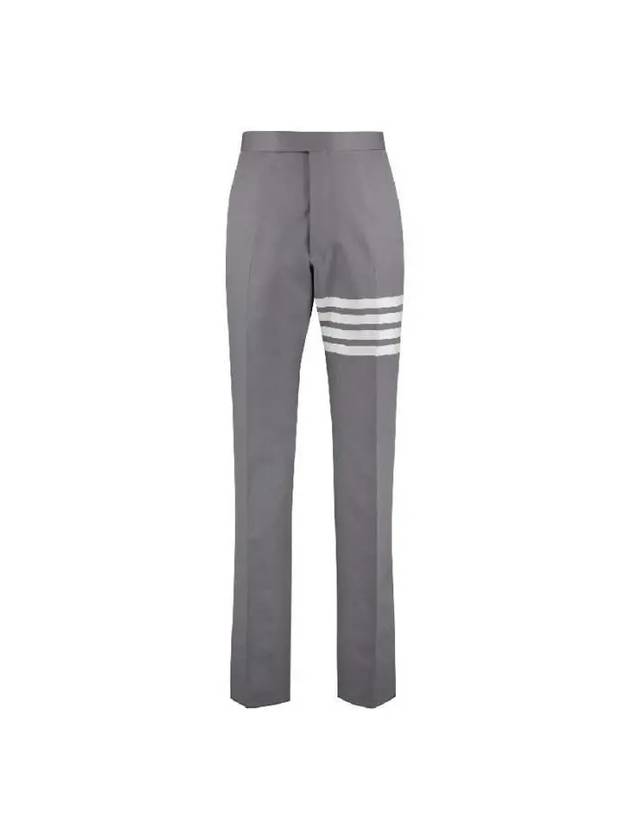 4 Bar Engineered Cotton Straight Pants Mid Grey - THOM BROWNE - BALAAN 2