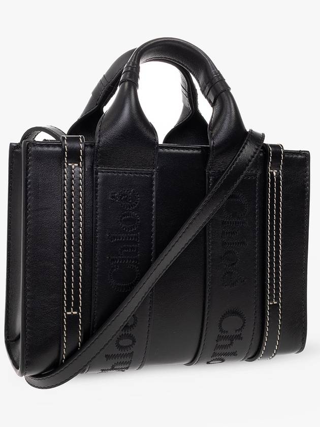 Woody Leather Mini Tote Bag Black - CHLOE - BALAAN 5