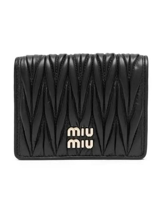 Matelasse Leather Half Wallet Black - MIU MIU - BALAAN 2