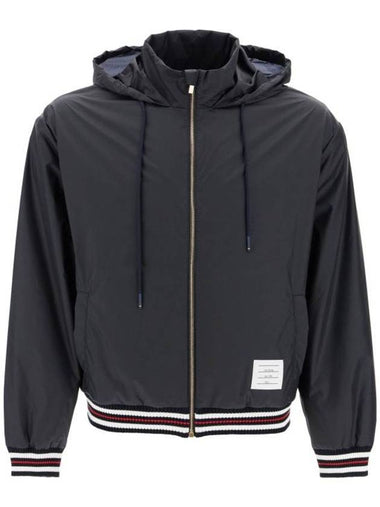 Logo Patch Ripstop Track Jacket Navy - THOM BROWNE - BALAAN 1