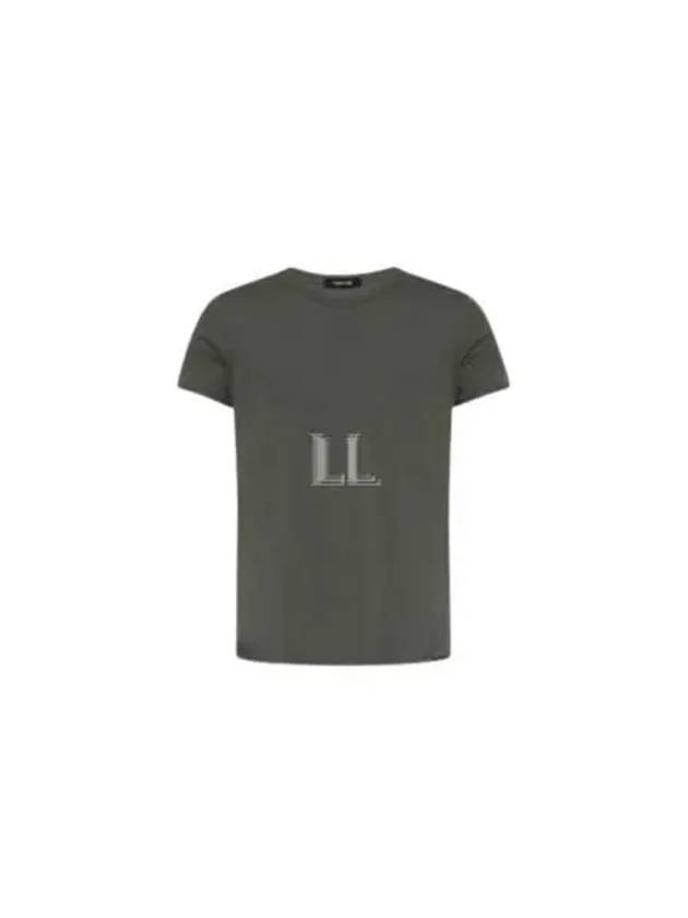 Cotton Crew Neck Short Sleeve T-Shirt Military Green - TOM FORD - BALAAN 2