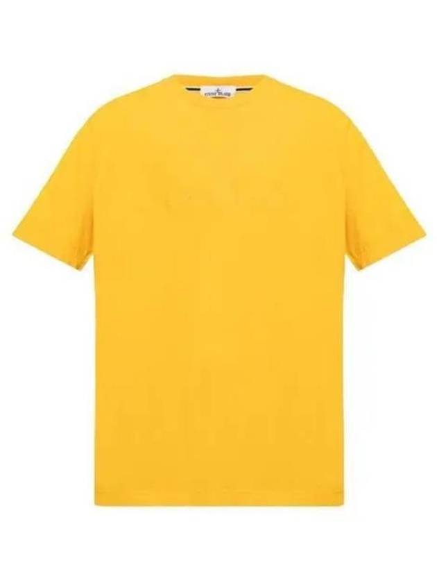 Men's Logo Short Sleeve T-Shirt Yellow - STONE ISLAND - BALAAN 2