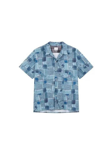 PS Multi Pattern Cotton Shirt Blue Green 270320 - PAUL SMITH - BALAAN 1