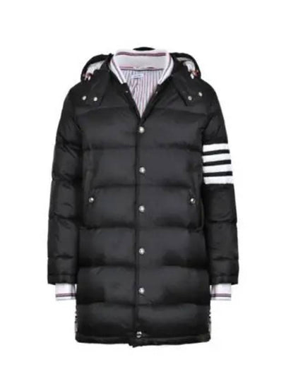 Men's 4 Bar Button Down Hooded Padding Black - THOM BROWNE - BALAAN 2