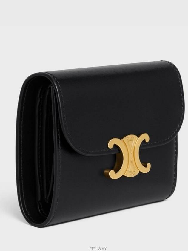 Shiny Triomphe Small Calfskin Half Wallet Black - CELINE - BALAAN 3