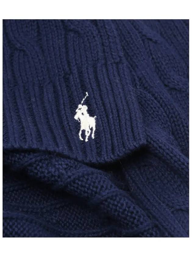 Pony Knit Cotton Scarf Navy - POLO RALPH LAUREN - BALAAN 5