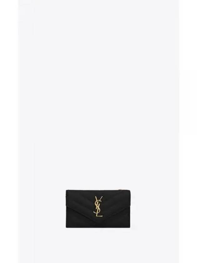 Cassandre Matelasse Fragment Emboss Leather Flap Card Wallet Black - SAINT LAURENT - BALAAN 2