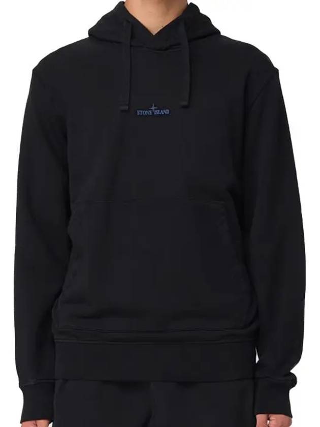 Logo Print Cotton Hoodie Black - STONE ISLAND - BALAAN 3