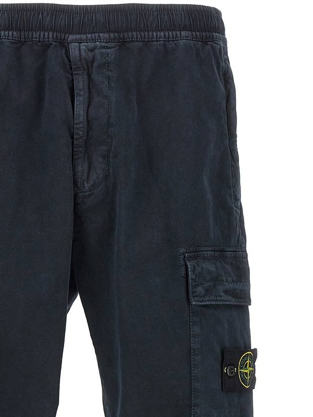 Stretch Cotton Cargo Straight Pants Navy - STONE ISLAND - BALAAN 5