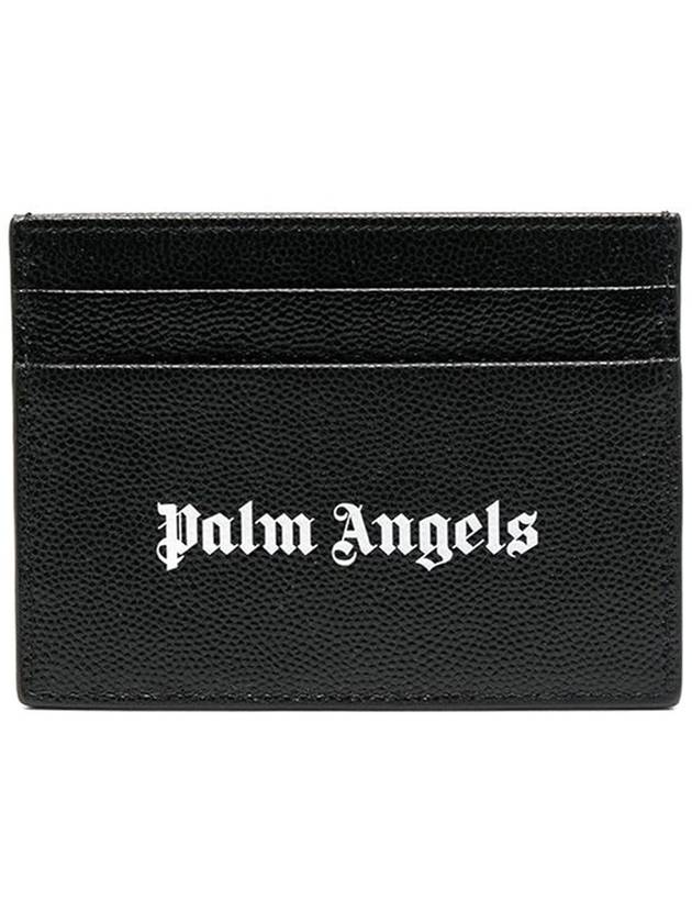 Logo Print Leather Card Wallet Black - PALM ANGELS - BALAAN 2