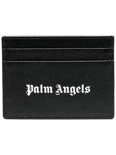 Logo Print Leather Card Wallet Black - PALM ANGELS - BALAAN 2