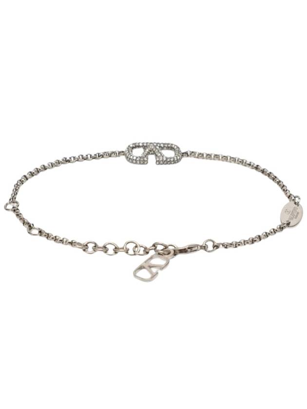 V Logo Crystal Bracelet Silver - VALENTINO - BALAAN 3