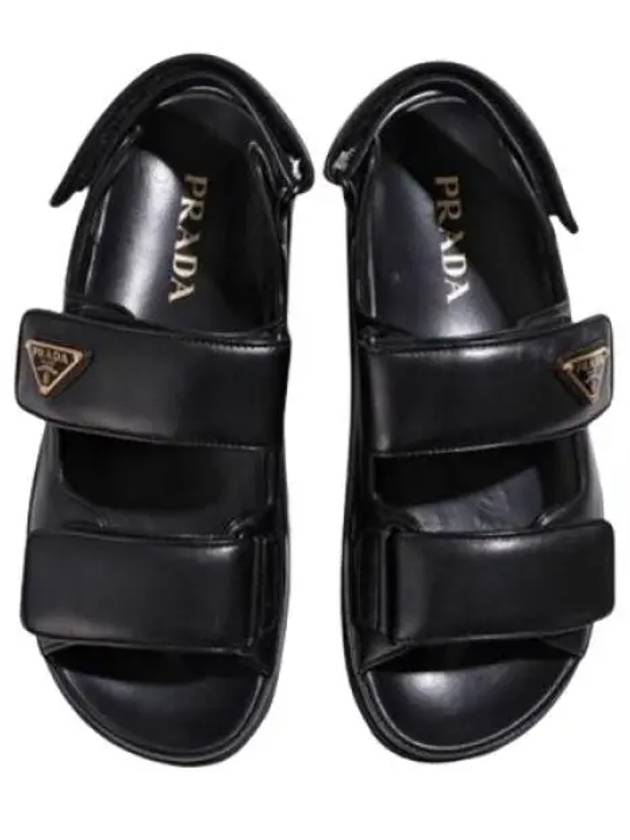 Flat Nappa Leather Sandals Black - PRADA - BALAAN 2