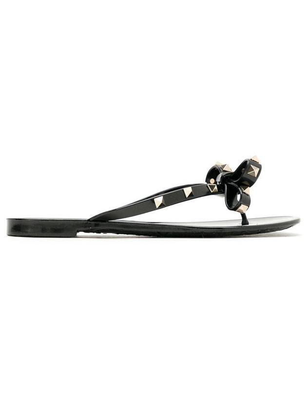 Rockstud Bow Flip Flops Black - VALENTINO - BALAAN 1