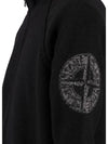 Lambswool Embroidered Full Zip Cardigan Black - STONE ISLAND - BALAAN 5