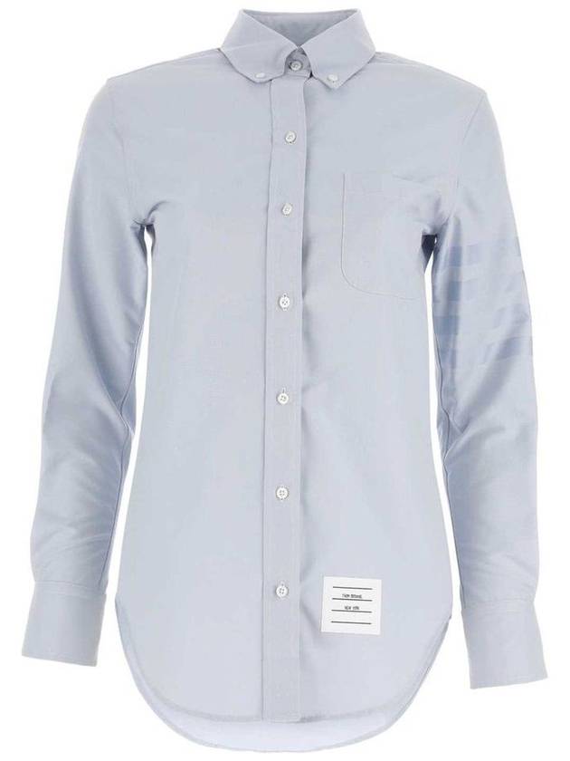 Diagonal Stripe Satin Weave Supima Oxford Shirt Light Blue - THOM BROWNE - BALAAN 2