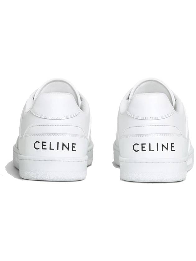 Men's Lace Up Calfskin Low-Top Sneakers Optic White - CELINE - BALAAN 4