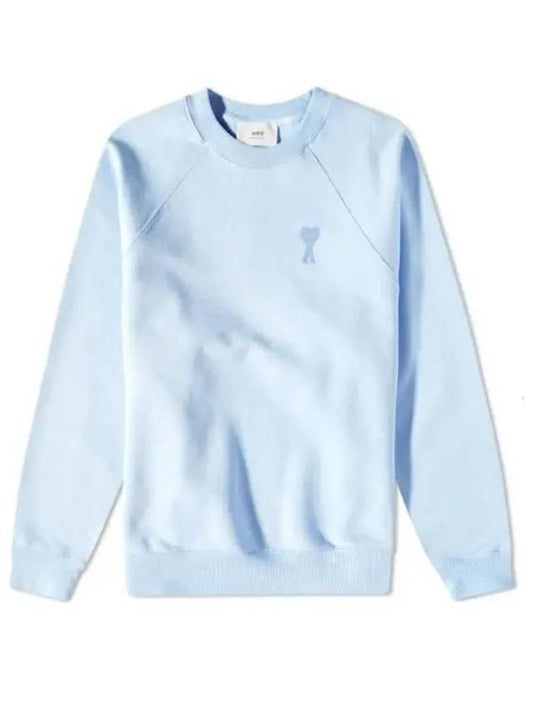 Men's Heart Logo Cotton Sweatshirt Sky Blue - AMI - BALAAN 2