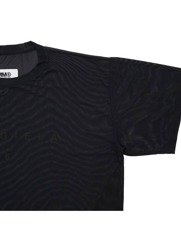 Logo Printed See-Through Short Sleeved T-Shirt Black - MAISON MARGIELA - BALAAN 5