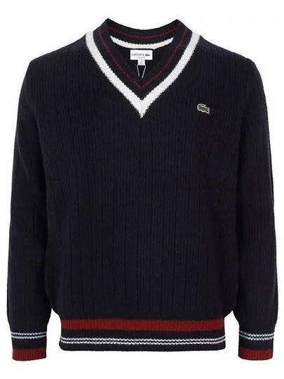 Tennis Style Wool Knit Top Blue - LACOSTE - BALAAN 2