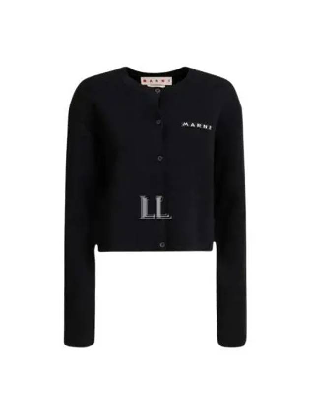 Logo Patch Button Cardigan Black - MARNI - BALAAN 2