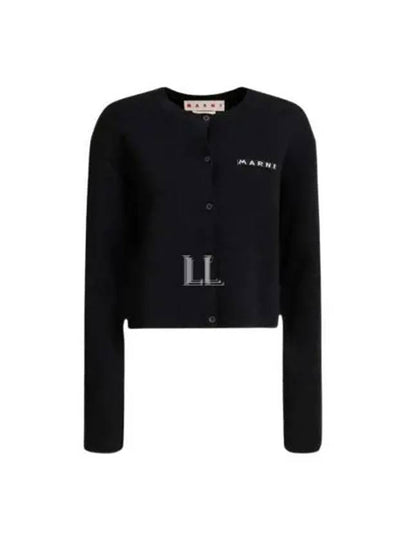 Logo Patch Button Cardigan Black - MARNI - BALAAN 2