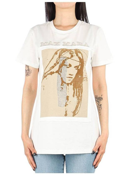 Women's Darling Big Graphic Print Short Sleeve T-Shirt  White - MAX MARA - BALAAN 2