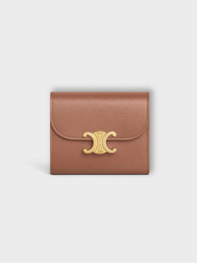 Triomphe Small Shiny Calfskin Half Wallet  Bronze - CELINE - BALAAN 2