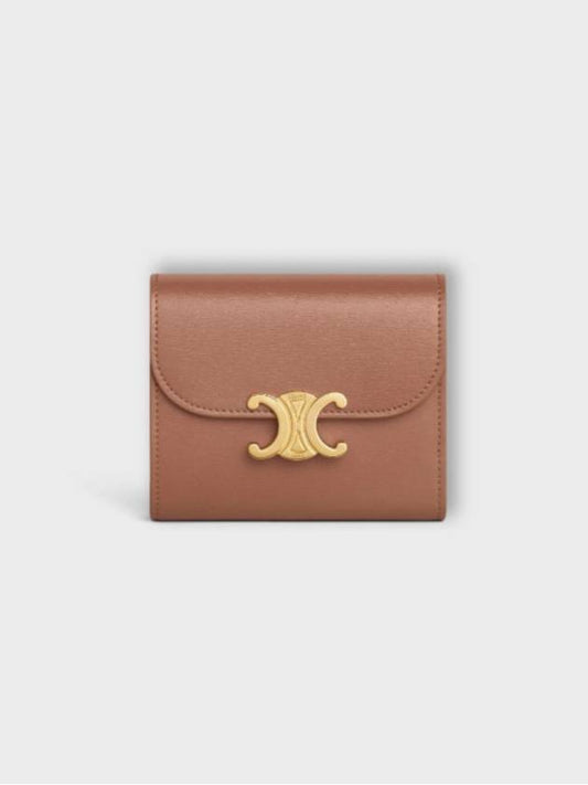 Shiny Triomphe Small Calfskin Half Wallet  Bronze - CELINE - BALAAN 2