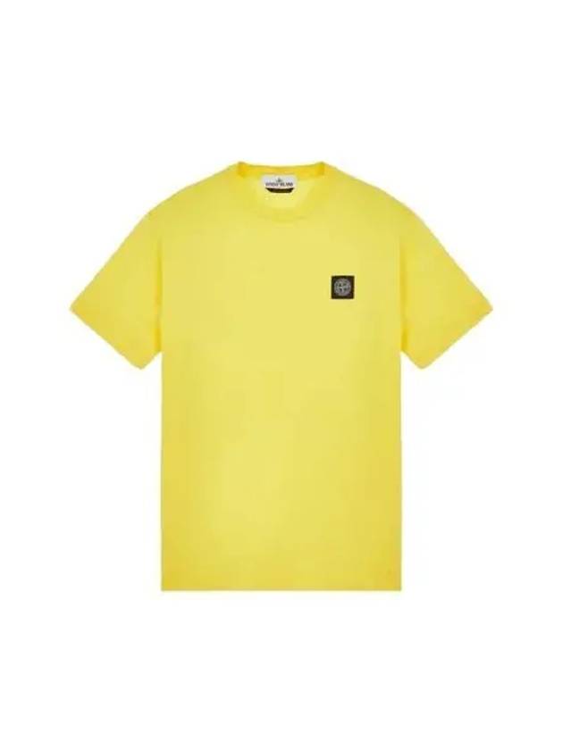 Logo Patch Cotton Short Sleeve T-Shirt Yellow - STONE ISLAND - BALAAN 2