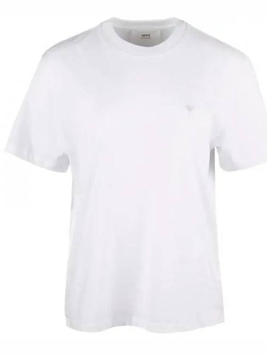 Embroidered Logo Cotton Short Sleeve T-Shirt White - AMI - BALAAN 2