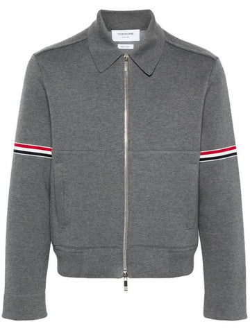 Thom Browne Rwb-Stripe Cotton Jersey Zip-Up Jacket Clothing - THOM BROWNE - BALAAN 1