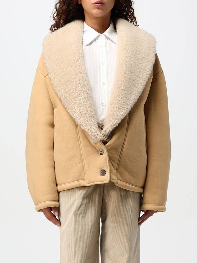 Wide shearling shawl collar sheepskin jacket brown - GOLDEN GOOSE - BALAAN 2