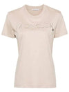 Embroidered Logo Cotton Short Sleeve T-Shirt Beige - MONCLER - BALAAN 1