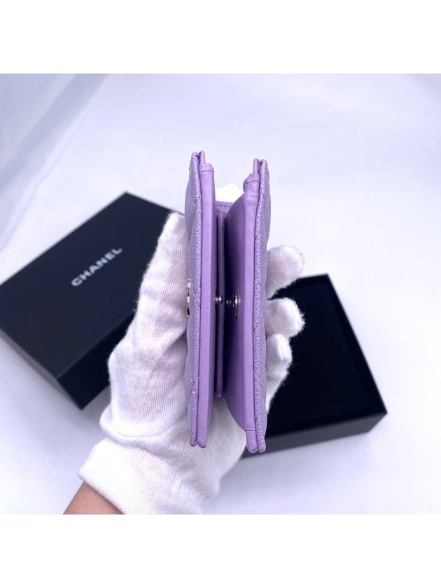 CC Logo Shiny Grained Calfskin Half Wallet Lilac - CHANEL - BALAAN 8