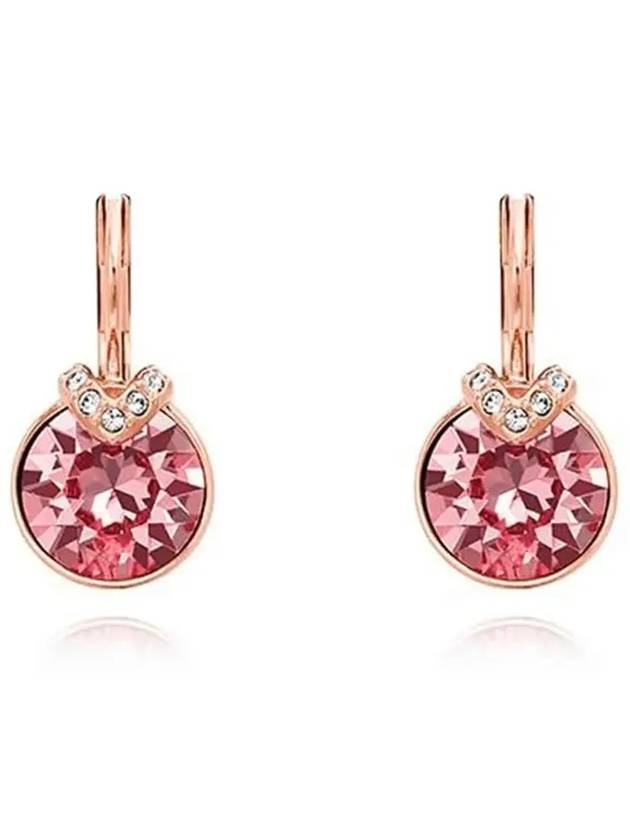 Bella V Round Drop Earrings Pink Rose Gold - SWAROVSKI - BALAAN 4