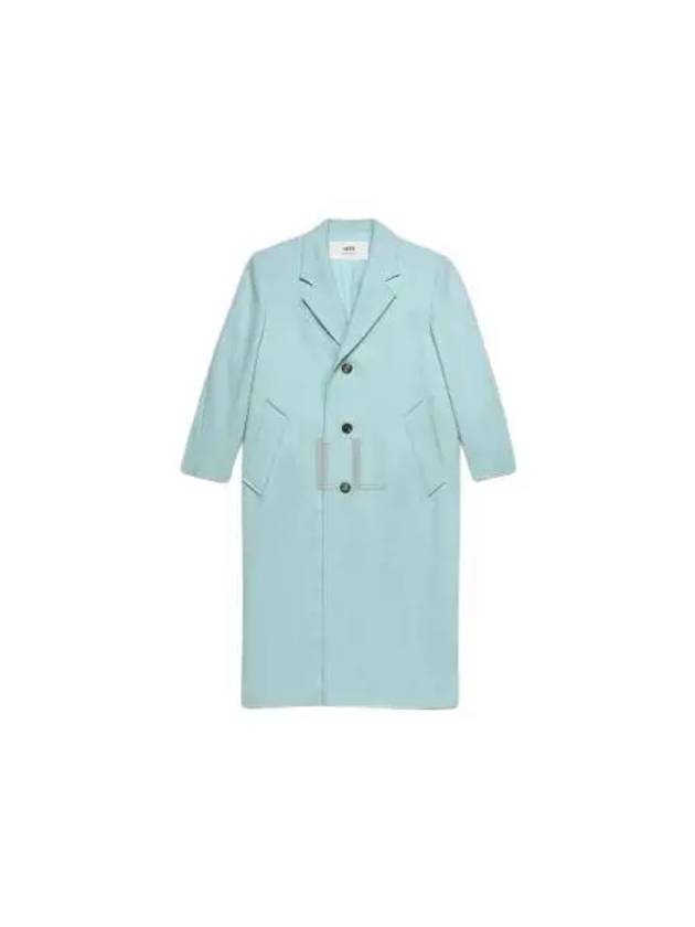 Oversized Fit Virgin Wool Single Coat Blue - AMI - BALAAN 2