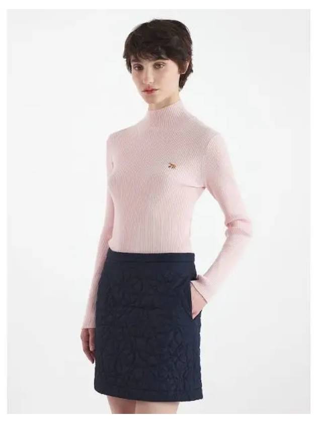 Women s Fox Patch Fine Pleated Turtleneck Pale Pink Domestic Product GM0024081642895 - MAISON KITSUNE - BALAAN 1