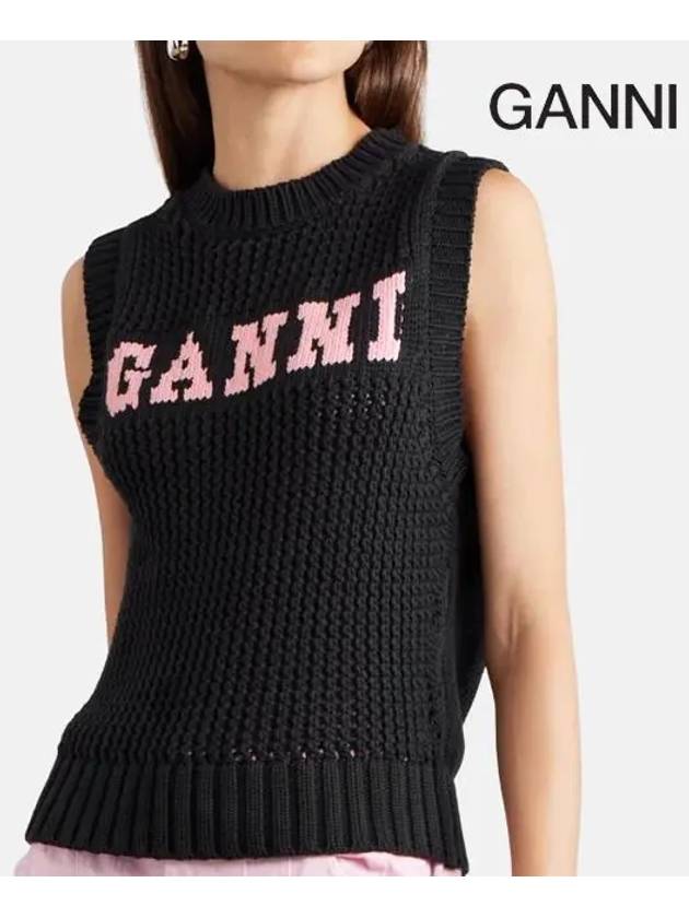 Cotton Rope Vest Black - GANNI - BALAAN 3