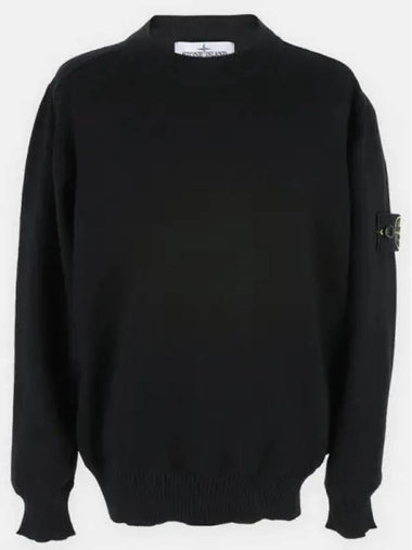 Stone Kids Waffen Patch Round Neck Knit Black 7616502A4 V0029 271710 1063286 - STONE ISLAND - BALAAN 1