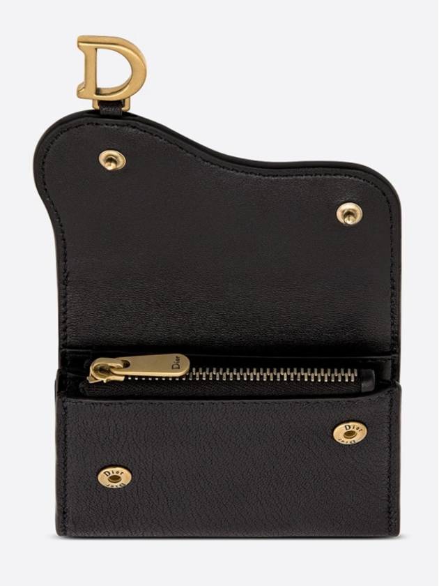 Saddle Lotus Trifold Bicycle Wallet Black - DIOR - BALAAN.